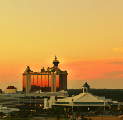 Outside of Nevada casino at sunset